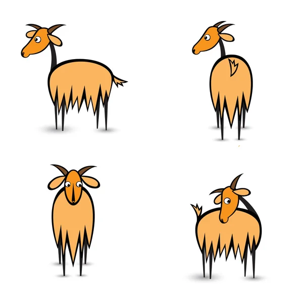 Абстрактные четыре козы в разных положениях — стоковый вектор