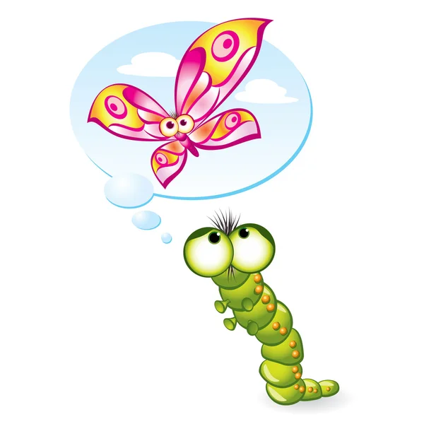 Caterpillar vuole diventare una farfalla — Vettoriale Stock