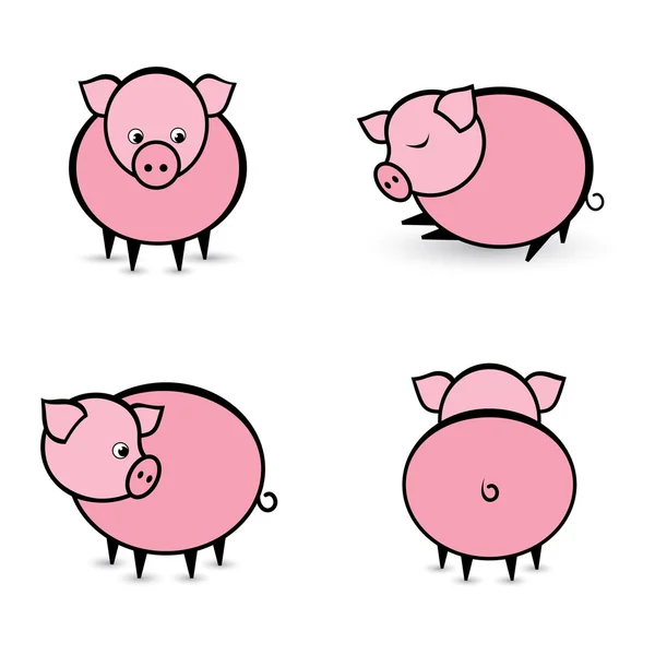 Four abstract pigs in different positions — Stock Vector