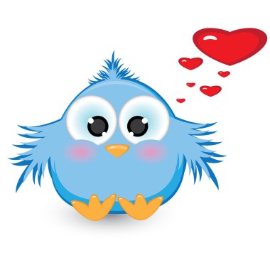 In love with shy blue sparrow clipart