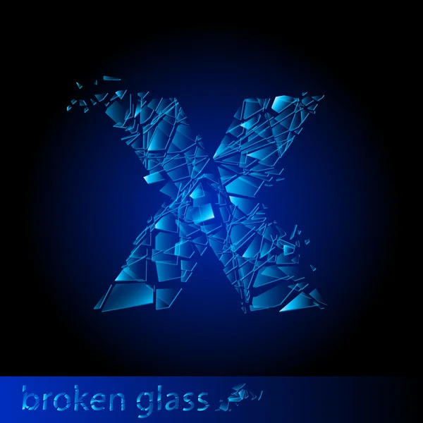 One letter of broken glass — Stock Vector