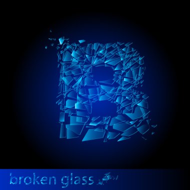 One letter of broken glass clipart