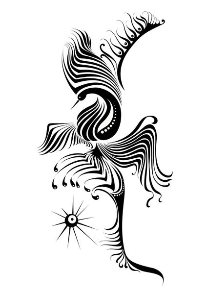 Un phénix noir et blanc — Image vectorielle
