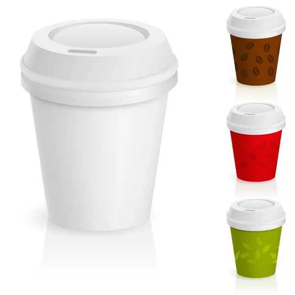 Conjunto de taças de café takeaway . — Vetor de Stock