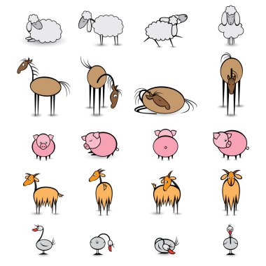 Set of various animals living on the farm clipart