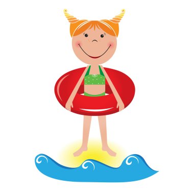 Cartoon little girl with a lifeline clipart