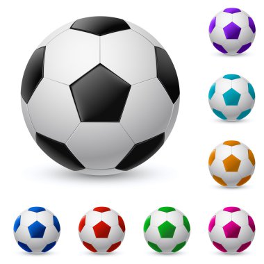 farklı renklerde gerçekçi futbol topu