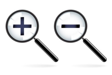 Monochromatic increase-decrease magnifiers icons clipart