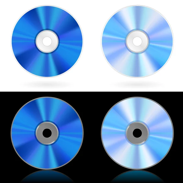 Four realistic CD and DVD — Stock Vector