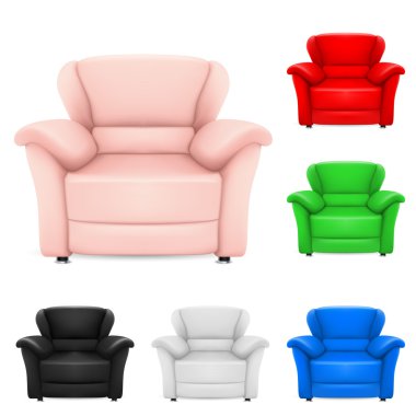 Colored set of stylish chairs clipart