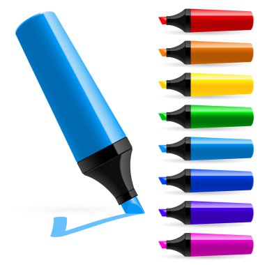 Realistic multi-colored markers clipart