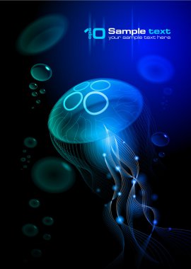 Jellyfish at the black background clipart