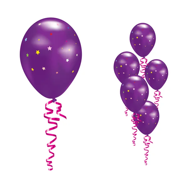 Balloons with stars and ribbons. — 图库矢量图片