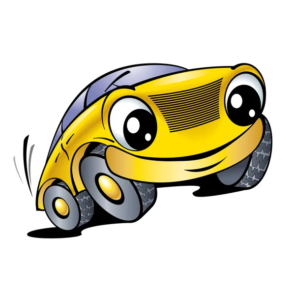 Grappige gele auto — Stockvector