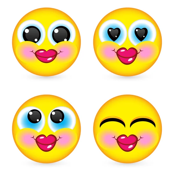 Quatro rostos sorridentes — Vetor de Stock