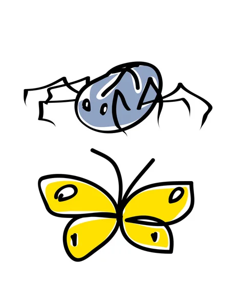 Spinne und Schmetterling — Stockvektor