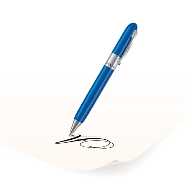 Blauwe pen — Stockvector