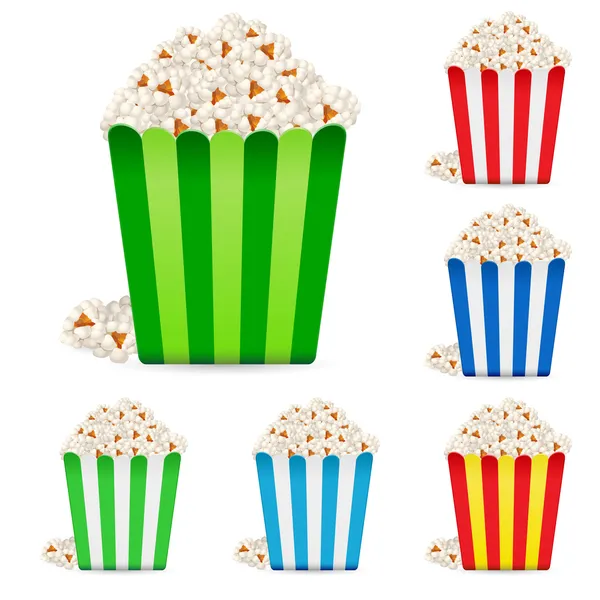 Popcorn v multi-barevné pruhované balíčků — Stockový vektor