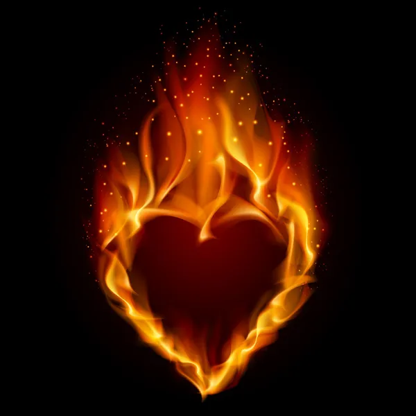 Corazón en fuego — Vector de stock