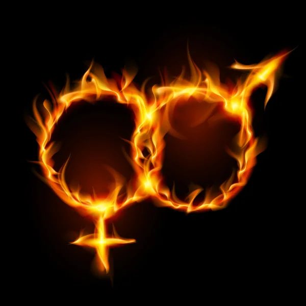 Man and woman burning symbol — Stock Vector