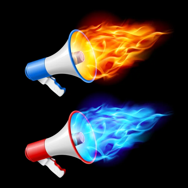 Megáfonos en llamas — Vector de stock