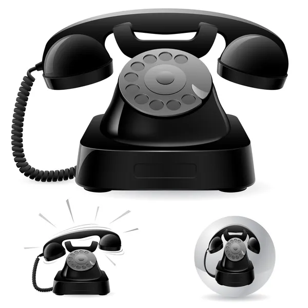 Vieux téléphone noir icônes — Image vectorielle