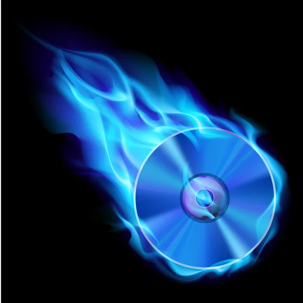 Burning blue CD — Stock Vector