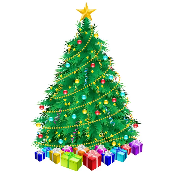 Christmas tree and gifts — Stock Vector