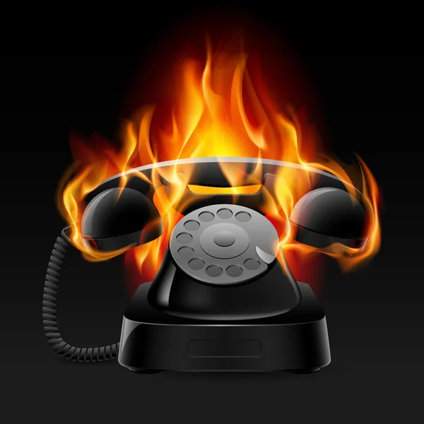Réaliste feu rétro téléphone — Image vectorielle