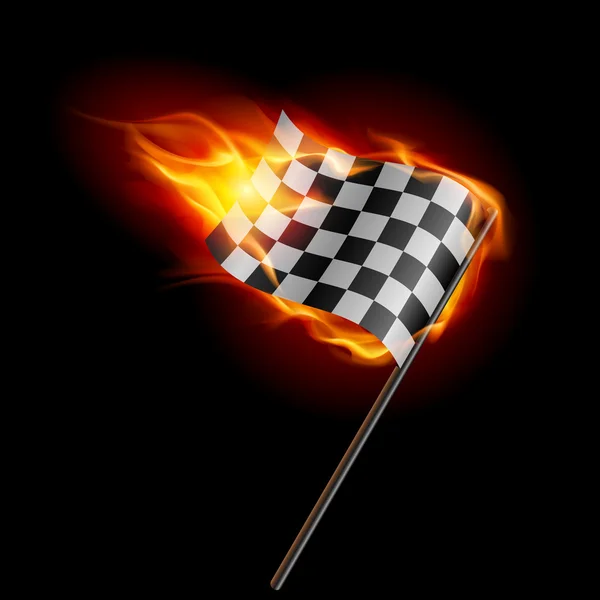 Burning checkered racing flag — Stock Vector