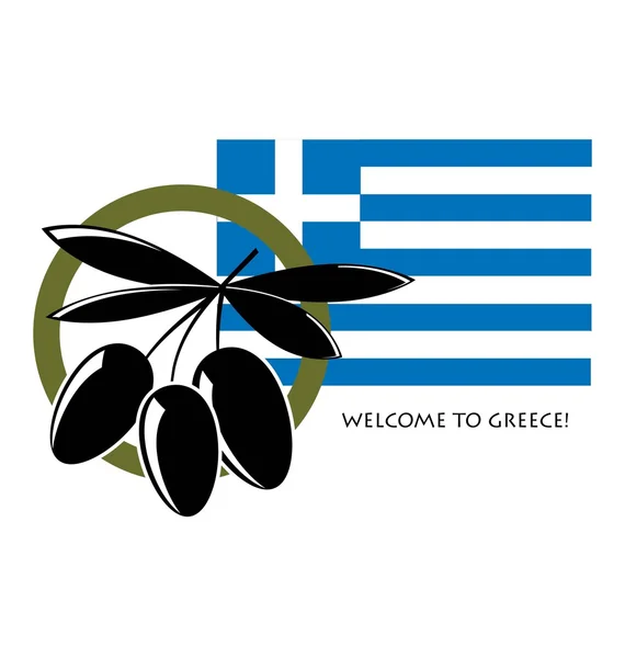 オリーブとギリシャの旗 — ストックベクタ