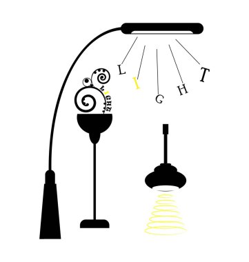 Silhouette of lamps clipart