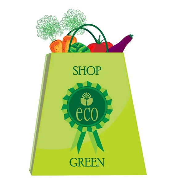 Eco Shopping Bag with vegatables — Stock Vector