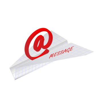 Paper plane with e-mail symbol clipart