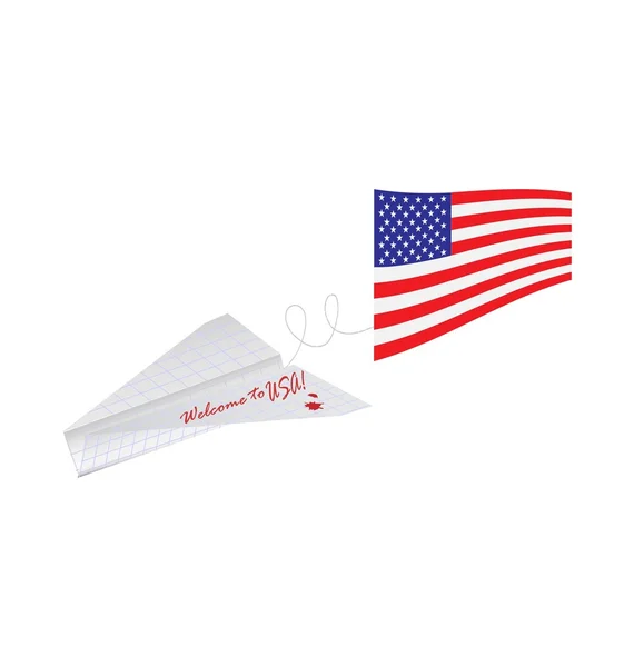 Flugzeug mit amerikanischer Flagge — Stockvektor
