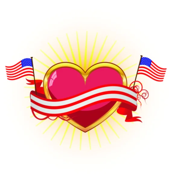 Heart with ribbons for July 4Th — Stock Vector