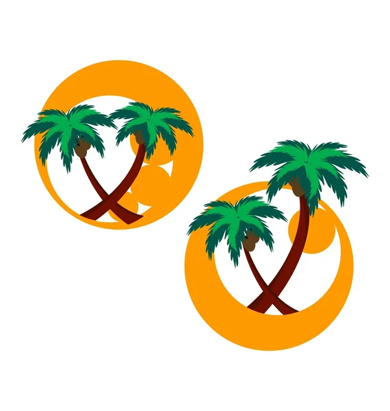 Dos iconos con palmeras — Vector de stock