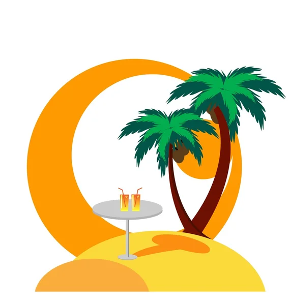 Ilustration of islnad with palmtrees — Stock Vector