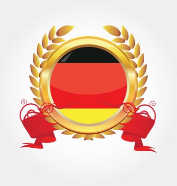 Altın çerçeve ile Almanya parlak düğme bayrak