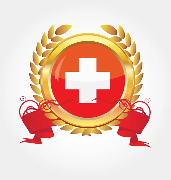 Botão com bandeira do mapa Suíça — Vetor de Stock