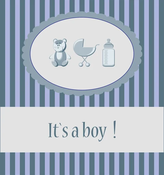 Menino bebê chegada anúncio cartão . —  Vetores de Stock
