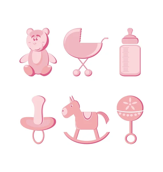 Vector illustration - baby icons set — Stock Vector