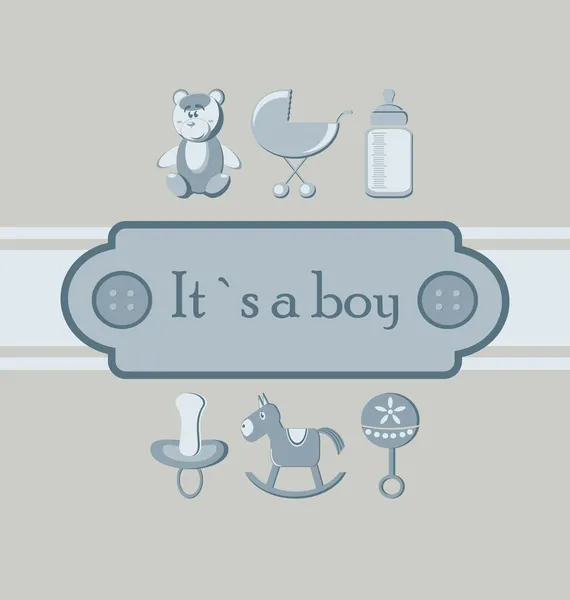 Baby boy arrival announcement card. — Stock Vector