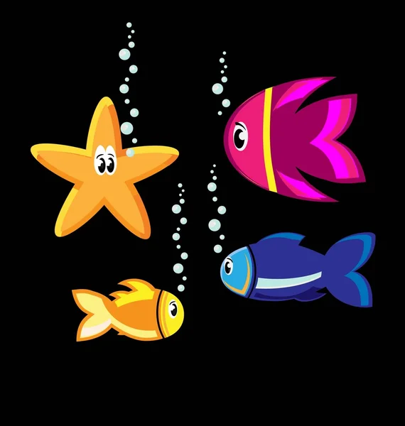 Conjunto de peces de color — Vector de stock