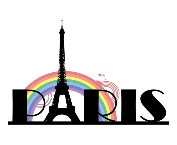 Wort Paris mit Regenbogen — Stockvektor