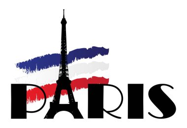 Word paris with flag of france clipart