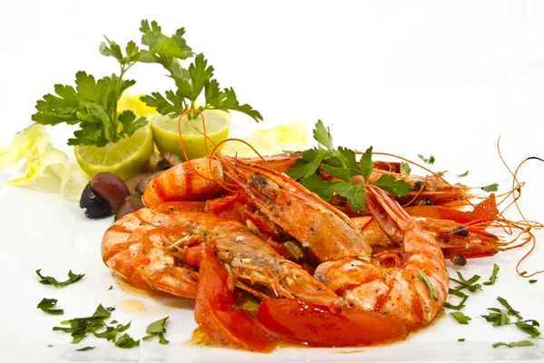 Shrimp in tomato sauce — Stock Photo, Image