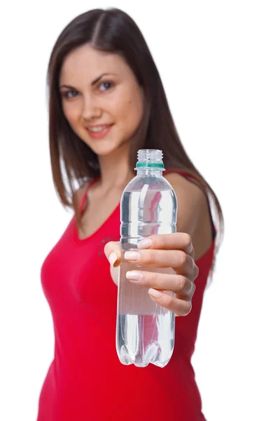 Flicka med flaska — Stockfoto