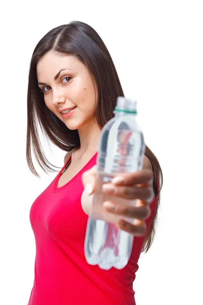 Flicka med flaska — Stockfoto