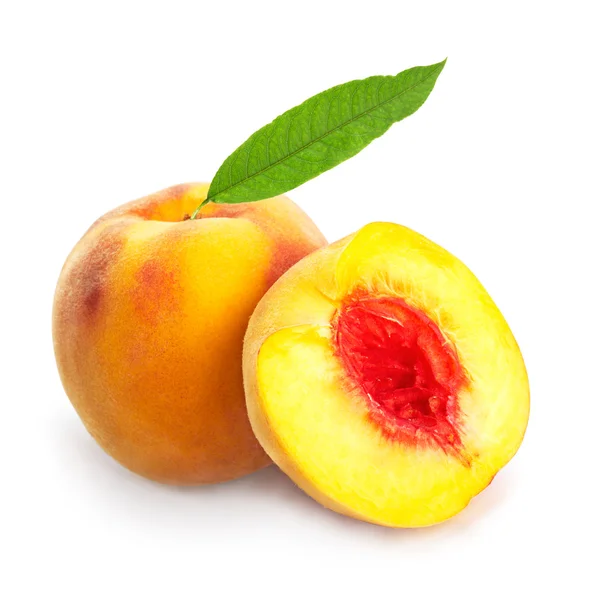 Peach with leaf — Stock Photo, Image